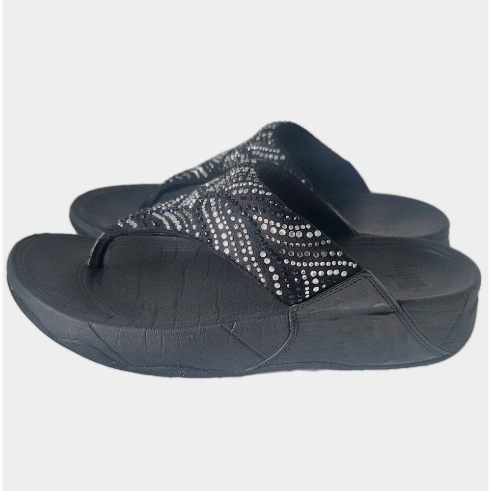 FitFlop Womens Lulu FitFlop Crystal Thong Sandal  Fit Wedge Size 7